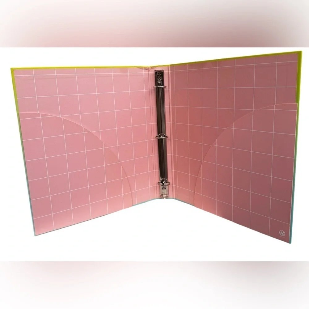 Set of 2 Ombré 1” 3-ring binders in purple to pink and green to blue, teacher